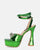 JANINE - zapatos de tacón con plataforma en verde glassy y lazo con pedrería