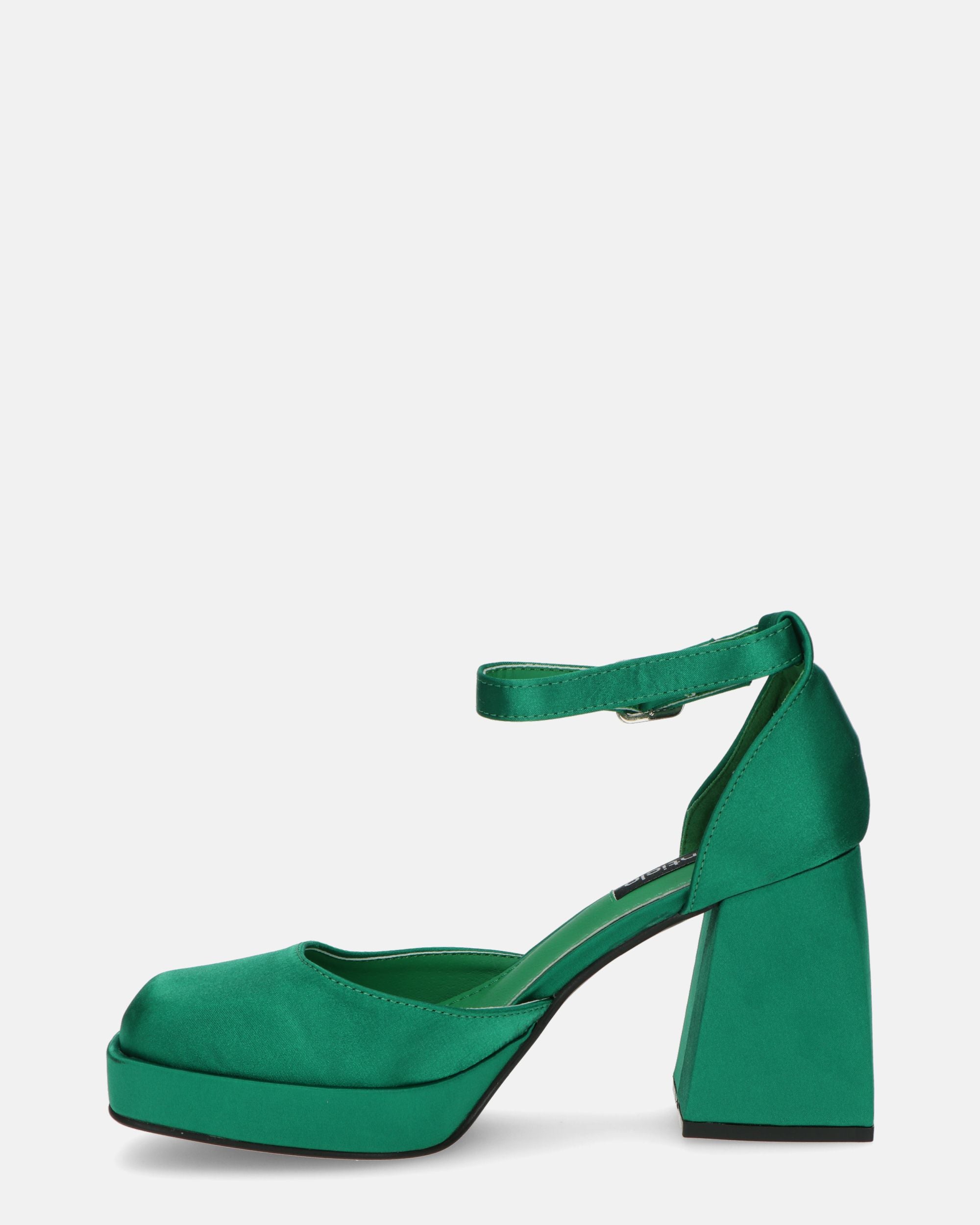 VIDA - zapatos con tacón cuadrado en raso verde