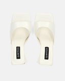 MILEY - sandalias blancas de piel sintética con tacón cuadrado
