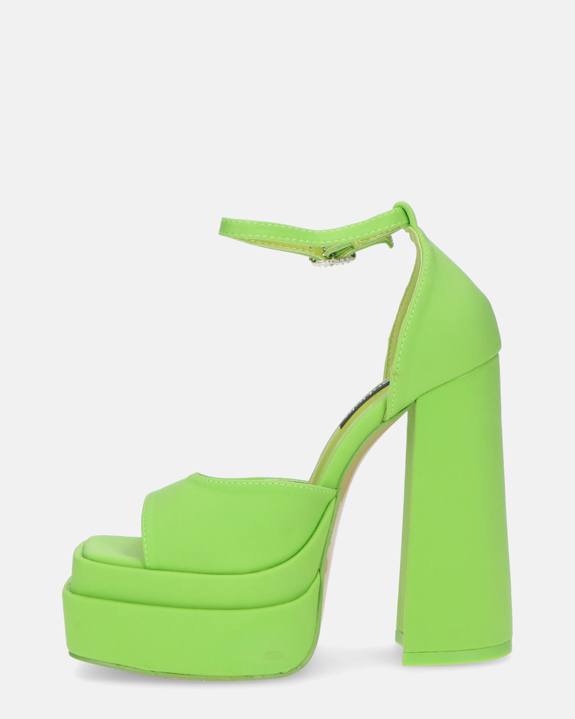 AVA - sandalias de tacón alto en lycra verde y pedrería en la tira