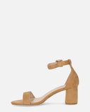 CAMILLA - sandalia con tacón en ante beige