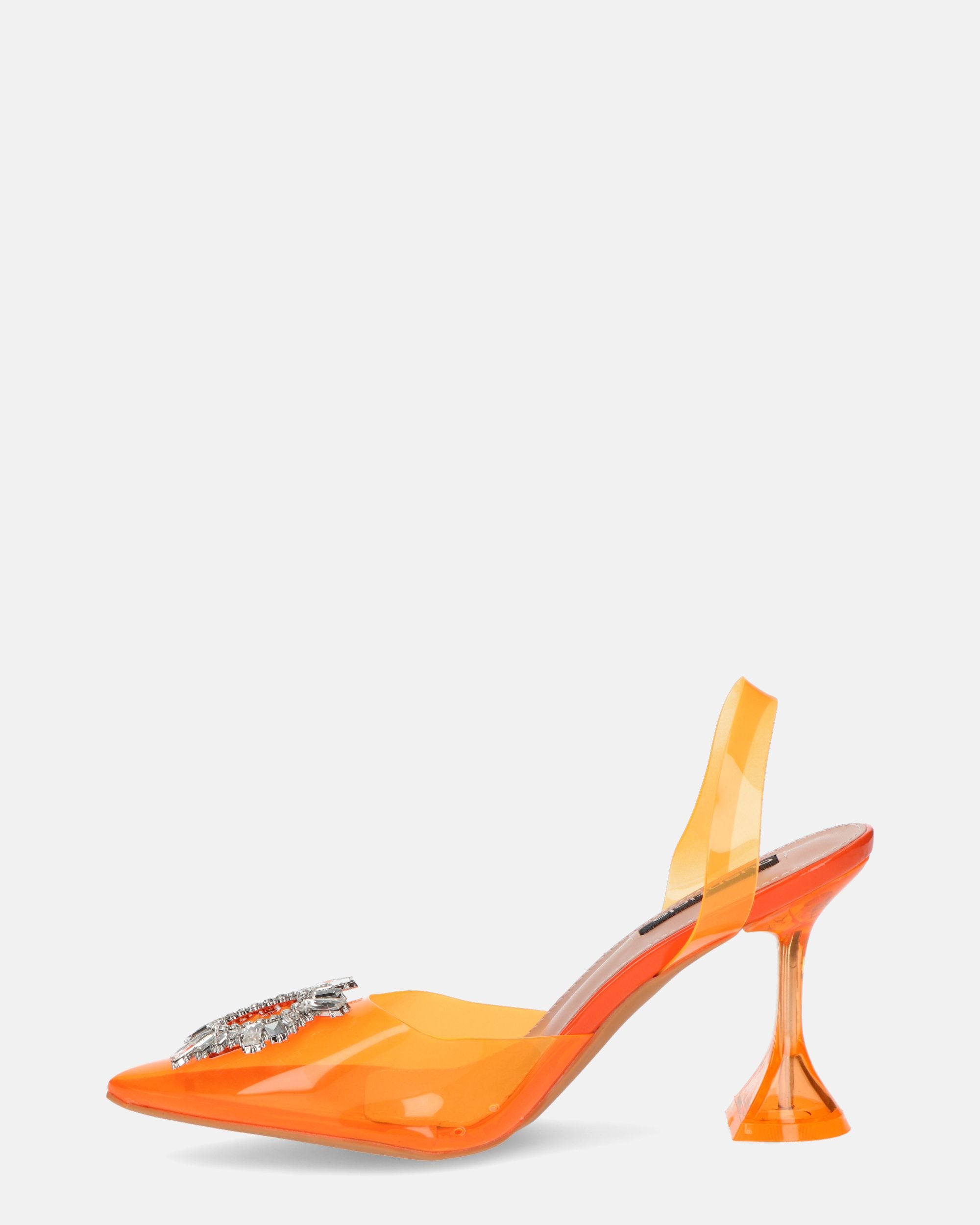 KENAN - zapatos de perspex naranja con adorno en la puntera