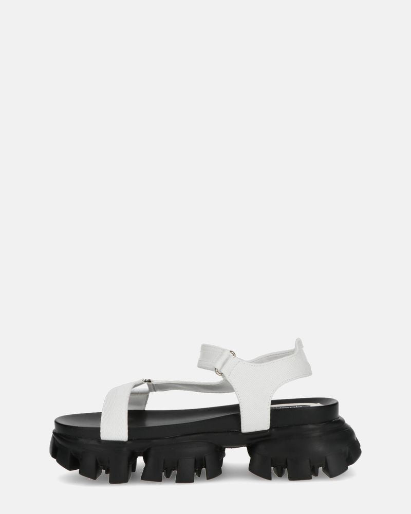 JENNY - sandalias blancas con cierre de velcro