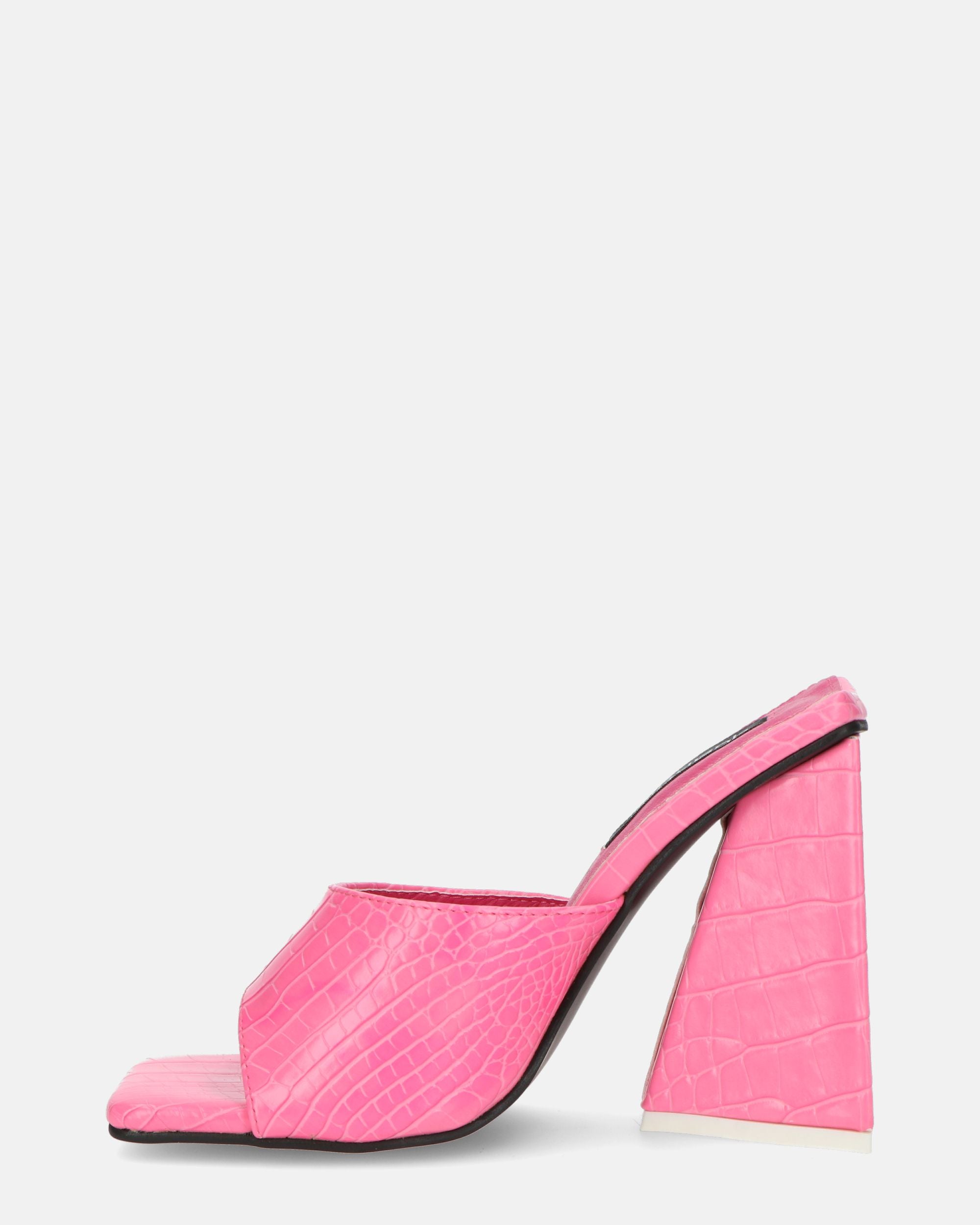 BUKET - sandalias de tacón en color rosa cocodrilo