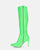LAILA - botas altas en ecopiel verde con textura de cocodrilo y cinturón lateral
