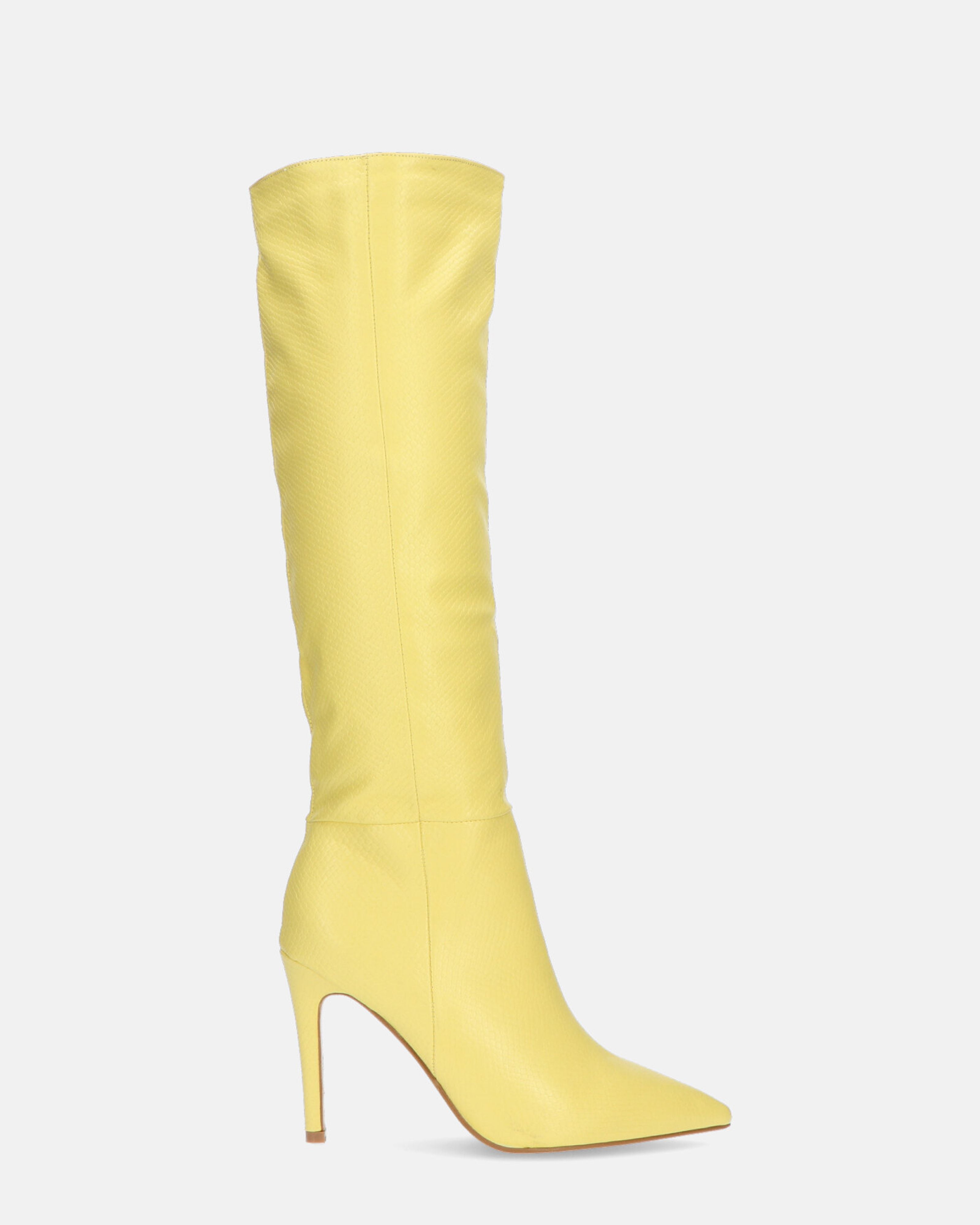  LOLY - bota de tacón de pitòn amarillo