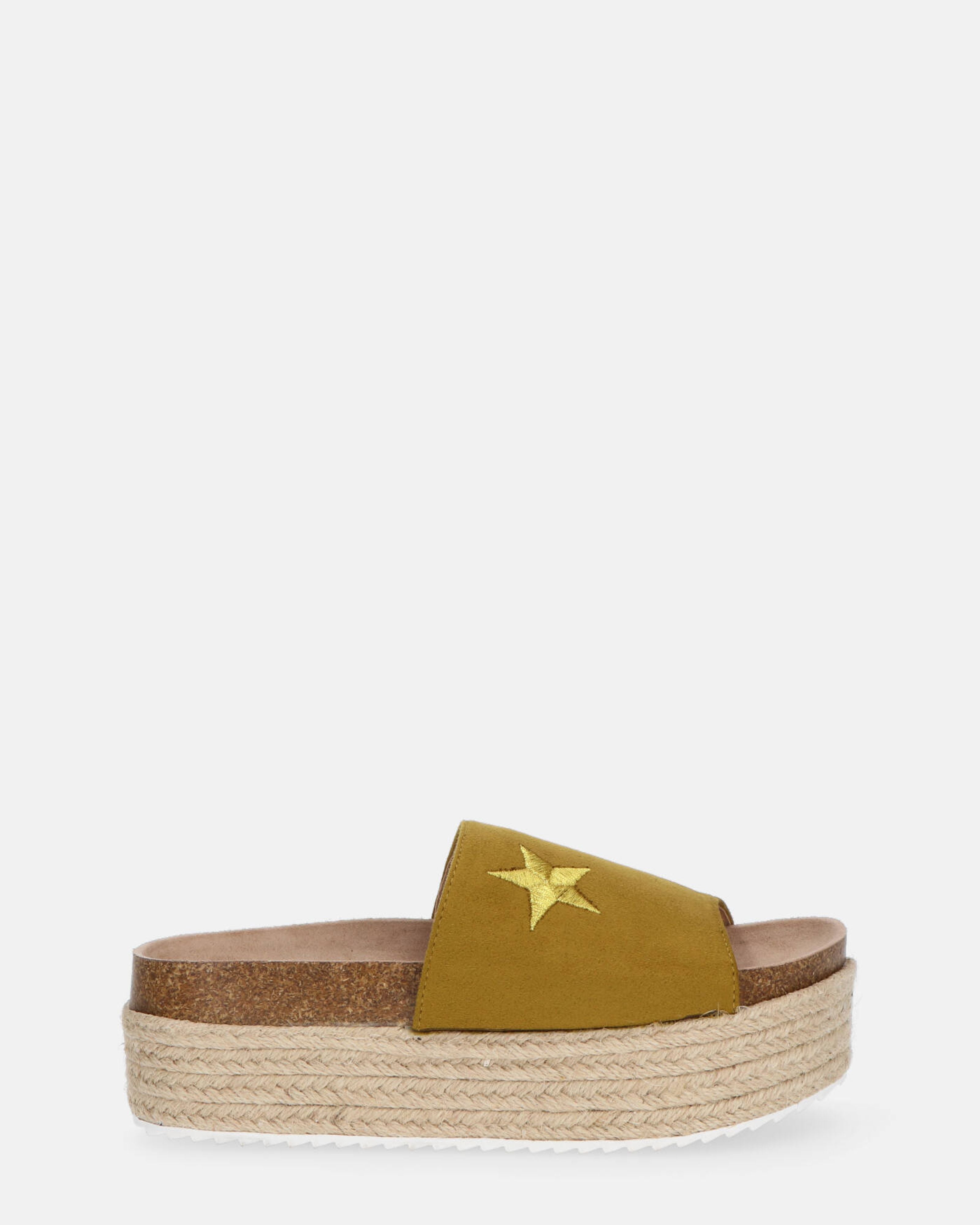 BRYANA - sandalias de alpargatas khaki con estrella dorada