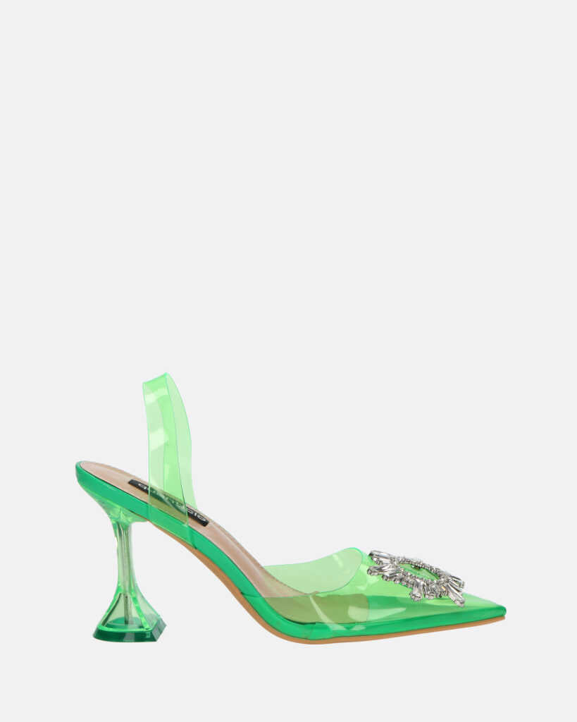 KENAN - zapatos de perspex verde con adorno en la puntera