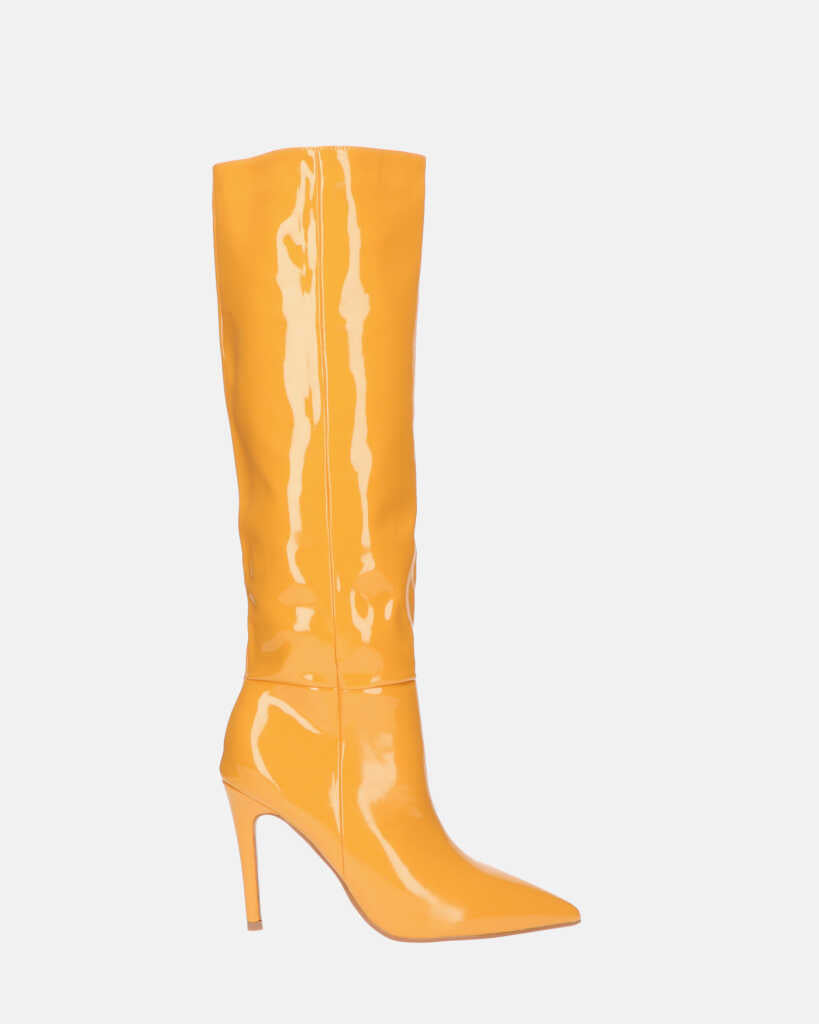  LOLY - bota de tacón de glassy naranja