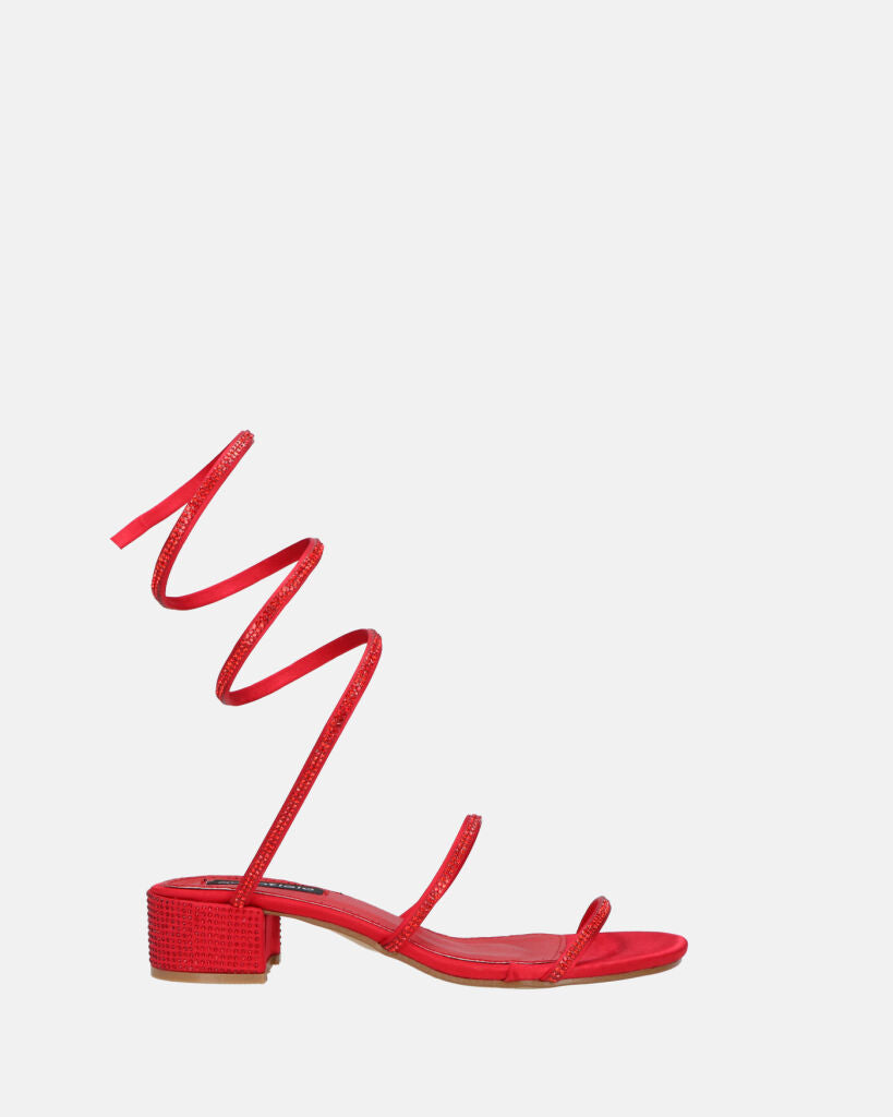NATALIYA - sandalias rojas planas con espiral