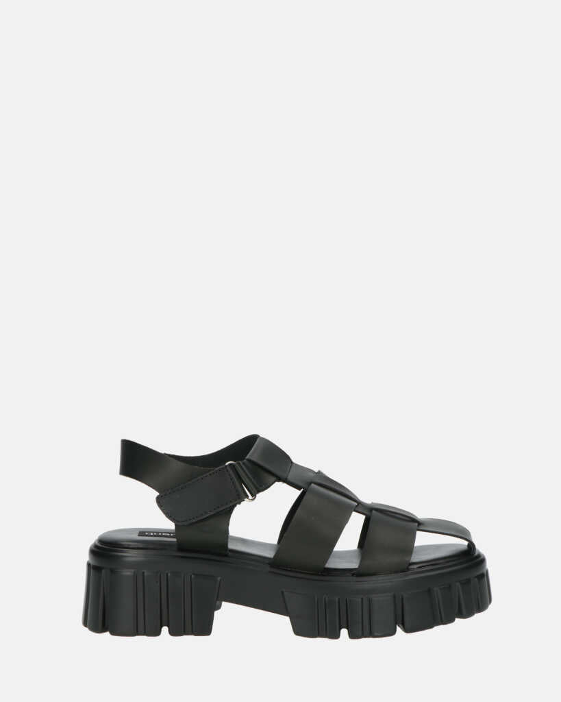 MACKENZIE - sandalias de plataforma con correas de PU negro
