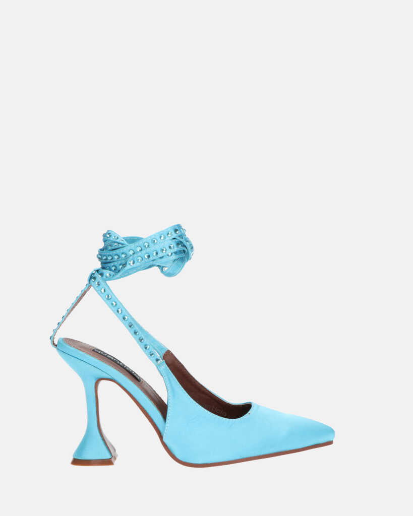 BRYGIDA - sandalias azules glitter y cordones con tachuelas