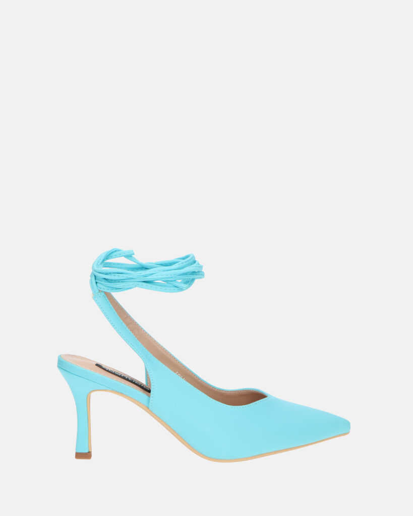 IOLE - zapato tacón stiletto lycra azul claro