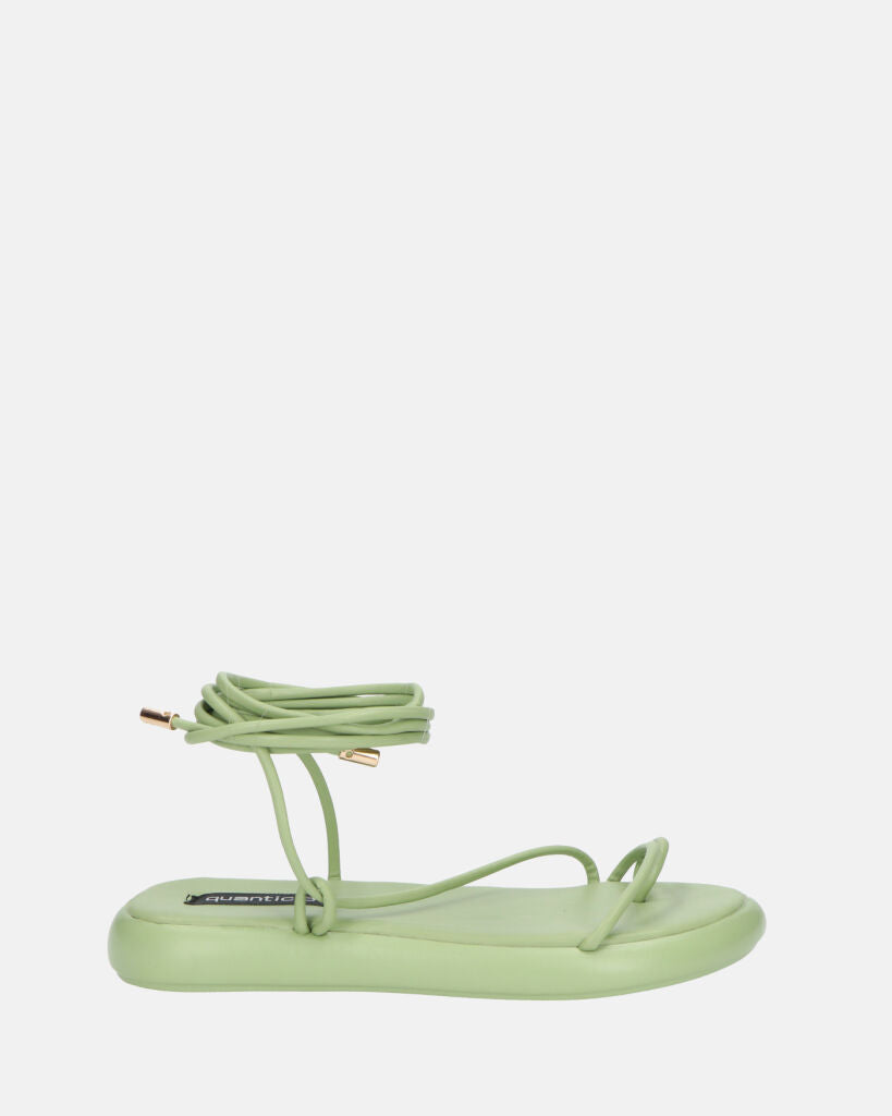 LACEY - sandalias de dedo planas verdes con cordones