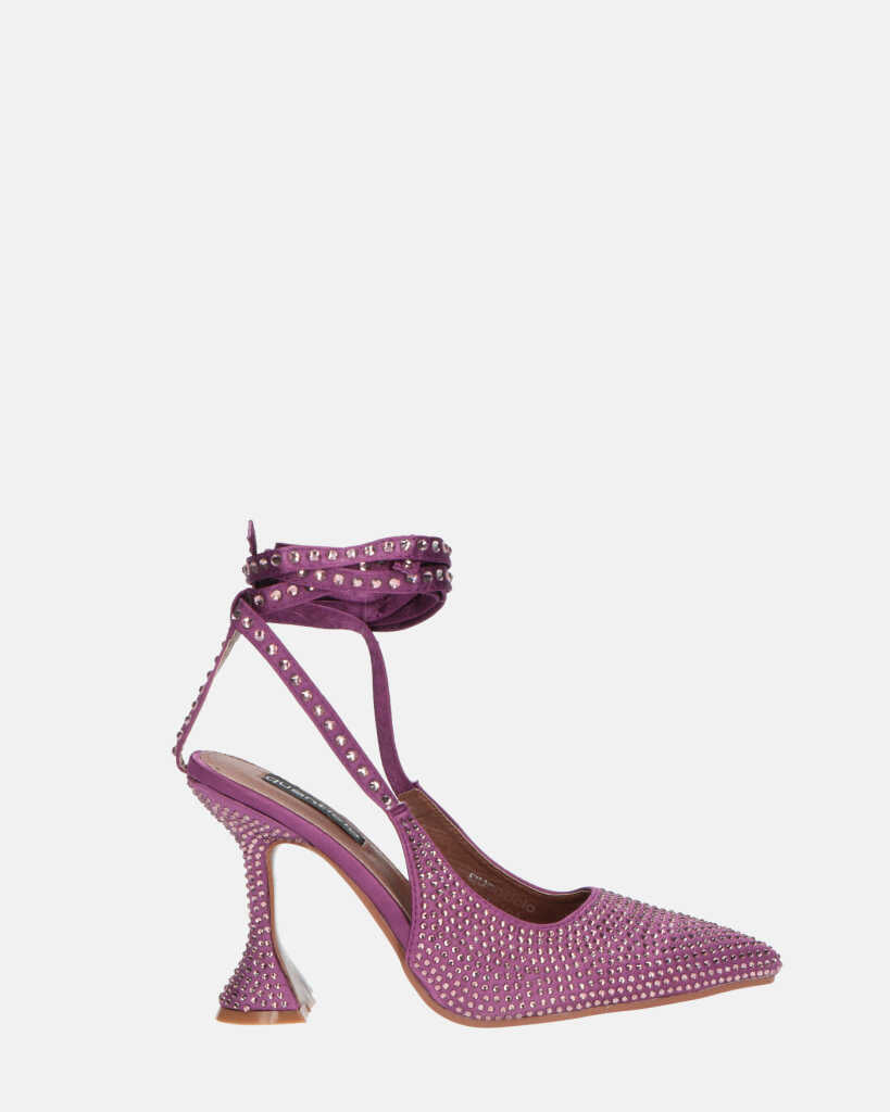 BRYGIDA - sandalias con cordones violeta con tachuelas