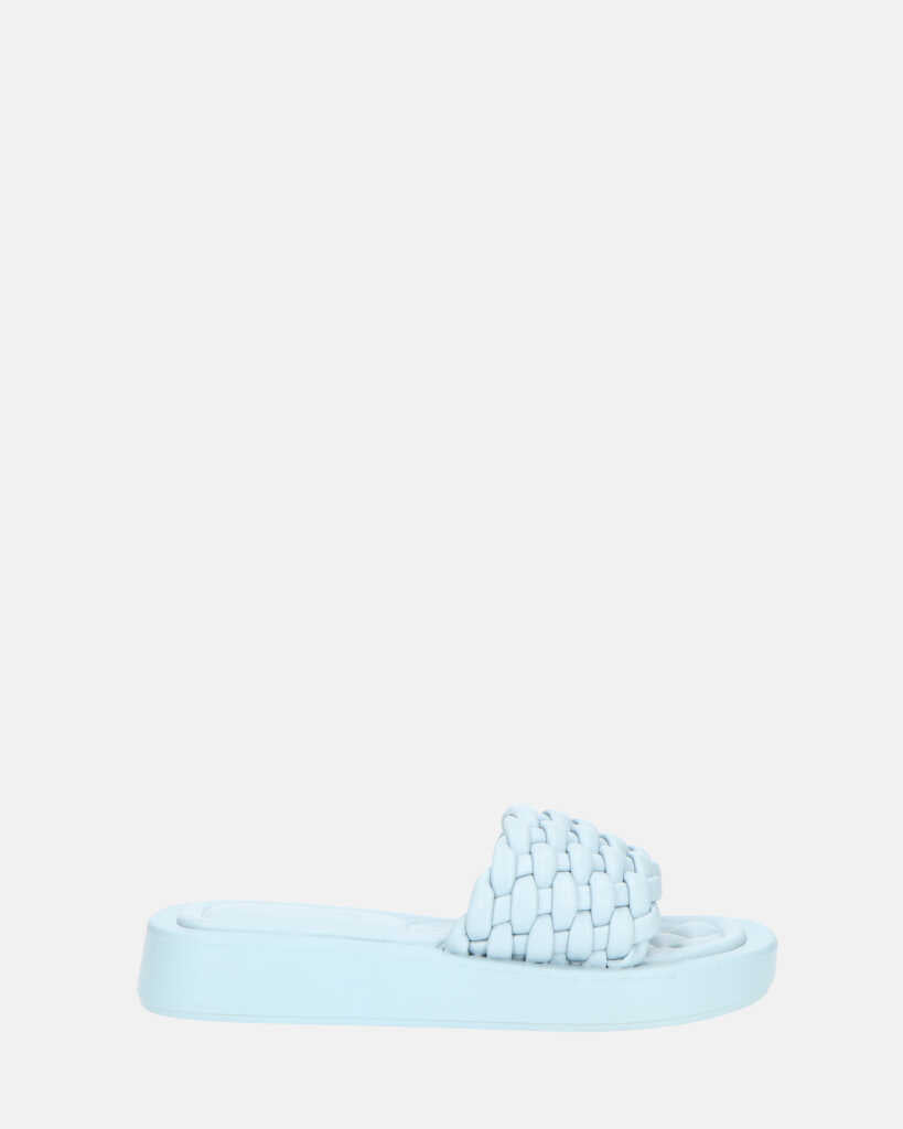 VIOLA - zapatilla platform con ecopiel trenzada azul