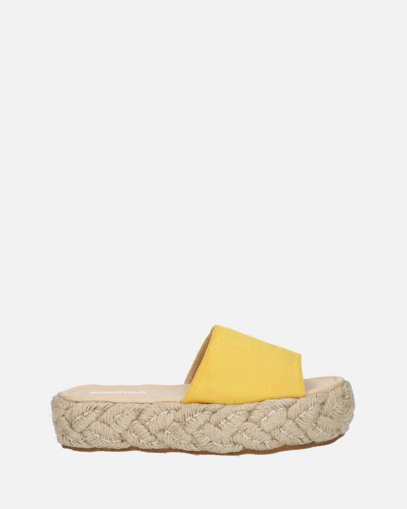 JOYCE - sandalia de paja con plataforma en amarillo
