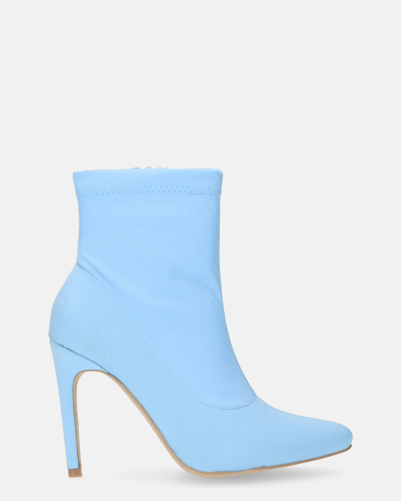 SHERRIE - heeled boots in light blue lycra - QUANTICLO